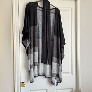 New Lularoe S/M Small Medium Black Grey Block Stripe Savannah Kaftan W/ Belt